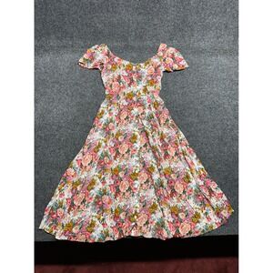 Vintage midi dress peasant cowgirl western floral romantic feminine 90s cottage